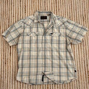 Howler Brothers Beige and Blue Plaid Button Down Shirt